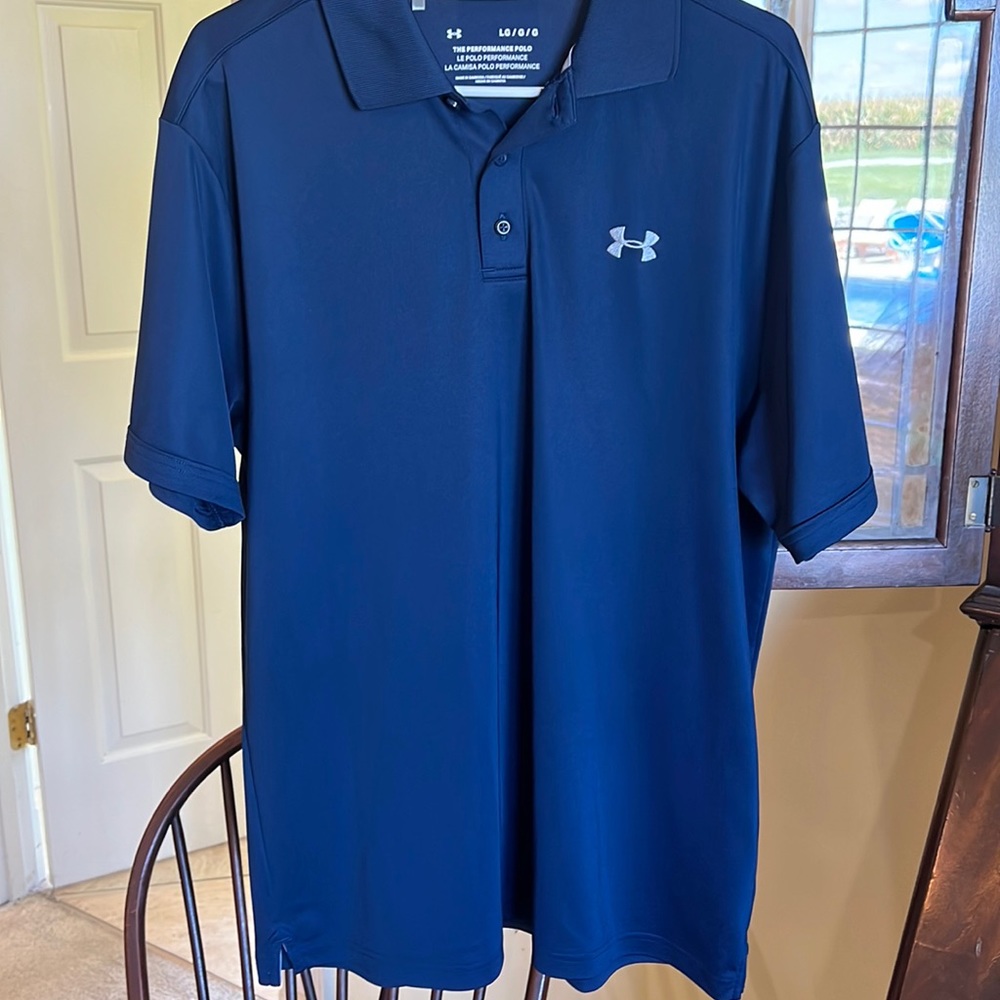 Mens under armour polo size large navy blue